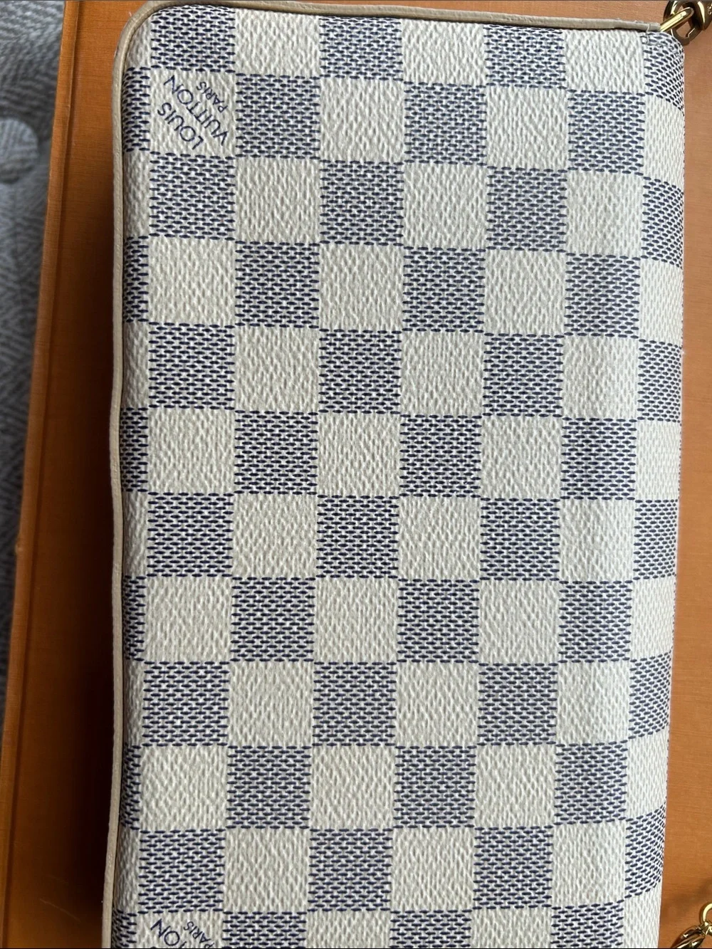 Louis Vuitton Damier Azur Check Crossbody Bag - Cream & Blue